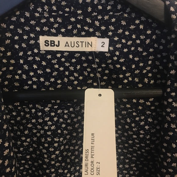 SBJ Austin Floral Laurie Tie Front Long Sleeve Dress Blue Size 2 - Picture 7 of 7